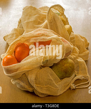 For plastic free shopping, the contents are visible through the mesh Stock Photo