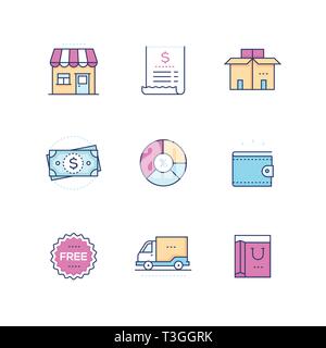Shopping - modern line design style icons set Stock Vector