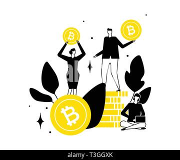 Cryptocurrency concept - flat design style colorful illustration Stock Vector