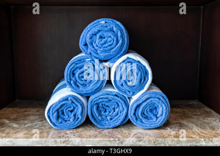 Blue Rolled Towels Stock Photo