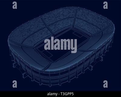 Cricket Field in isometric view, cricket stadium Vector illustration on ...
