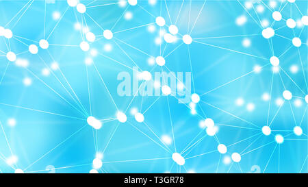 Abstract Light Blue Connected Lines and Dots Background Stock Photo