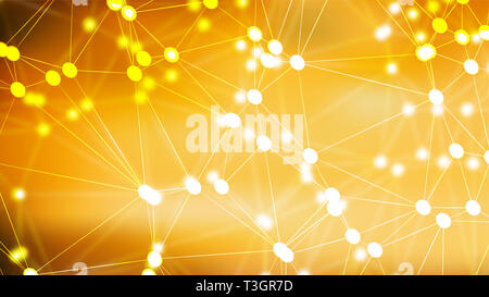 Abstract Orange Connected Lines and Dots Background Stock Photo