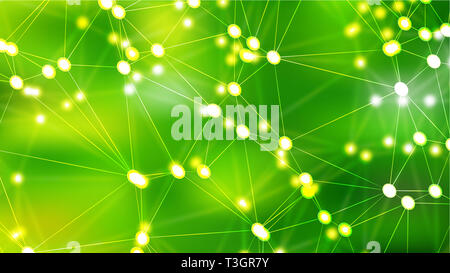 Connecting Dots and Lines Green Abstract Background Stock Photo