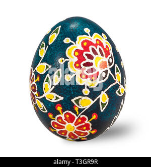 Hand painted easter egg isolated in white background with clipping path Stock Photo