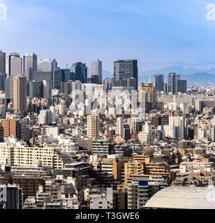 aerial view of Tokyo skylines and skyscrapers buildings in Shinjuku ward in Tokyo. Taken from Tokyo Bunkyo civic center observatory sky desk. Stock Photo