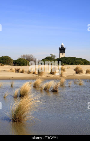 The Lighthouse of the Beach Espiguette in Languedoc Roussillon, France Stock Photo
