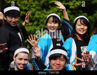 Soran Bushi performers from DCU ahead of their show at the Japanese Hanami festival in the grounds of Farmleigh House in Dublin's Phoenix Park. Stock Photo