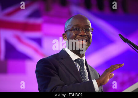 Former universities minister Sam Gyimah speaks at the People's Vote Rally in Assembly Hall, Westminster. Stock Photo