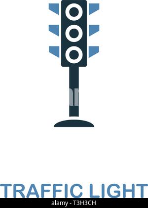 Traffic Light icon in two colors. Creative design from city elements icons collection. Colored traffic light icon for web and mobile design. Stock Vector