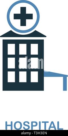 Hospital icon in two colors. Creative design from city elements icons collection. Colored hospital icon for web and mobile design. Stock Vector