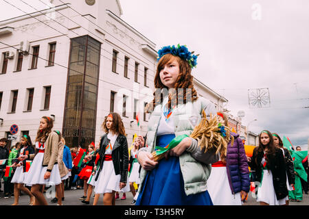 Gomel, Belarus. Young People Participating In The Parade Dedicated To The Victory Day. Stock Photo