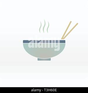 Noodles in the bowl vector sign illustration icon symbol simple soup image. Stock Vector