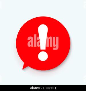 Red attention sign in speech bubble. Exclamation mark icon. Vector illustration EPS10 Stock Vector
