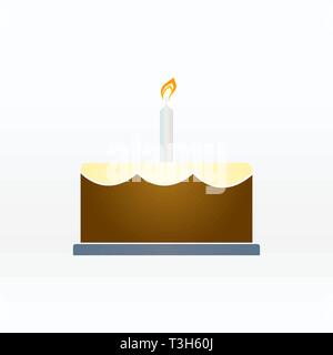 Birthday cake icon vector illustration. Happy birthday. Cake for birthday celebration with the candle. Stock Vector