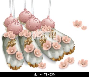 Delicious sweets and desserts. Summer wedding confectionary bakery treats Vector illustration Stock Vector