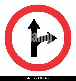 Fork Right Traffic Sign Stock Vector