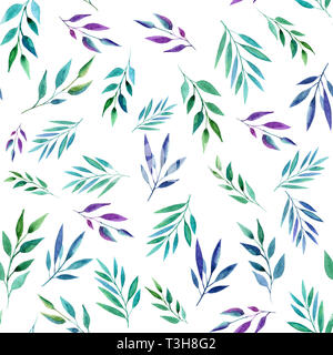Abstract color branches, seamless pattern. Watercolor illustration. Design for backgrounds, wallpapers and packaging Stock Photo