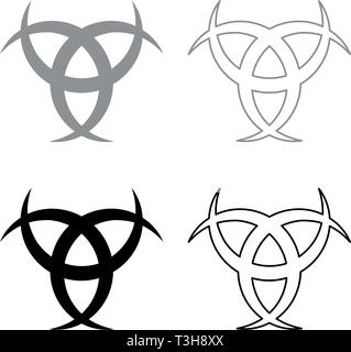 Horn Odin Triple horn of Odin icon set black grey color vector illustration flat style simple image Stock Vector