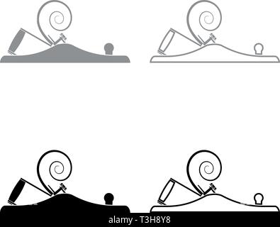 Carpenter's plane with metal with shaving wood Joiner's plane icon set black grey color vector illustration flat style simple image Stock Vector