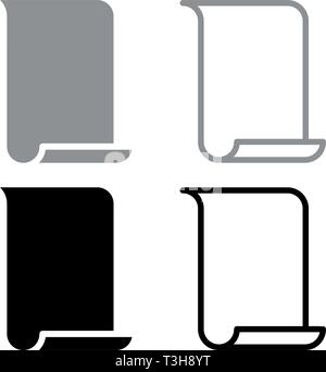 Papyrus paper Parchment paper Manuscript icon set black grey color vector illustration flat style simple image Stock Vector
