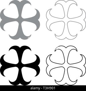 Cross monogram dokonstantinovsky Symbol of the Apostle anchor Hope sign Religious cross icon set black grey color vector illustration flat style Stock Vector