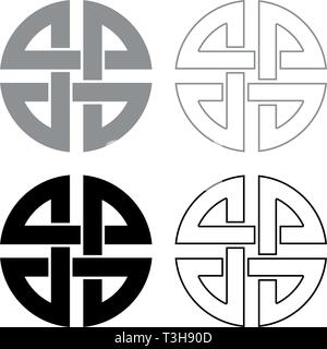 Knot shield symbol of protection Ancient symbol icon set black grey color vector illustration flat style simple image Stock Vector