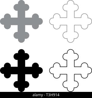 Cross trefoil shamrock Cross monogram Religious cross icon set black grey color vector illustration flat style simple image Stock Vector