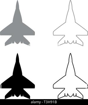 Fighter plane Military fighter airplane icon black color outline vector ...