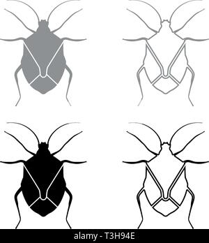 Bug Bedbug Chinch True bugs Hemipterans Insect pest icon set black grey color vector illustration flat style simple image Stock Vector