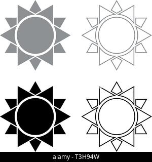 Sun icon set black grey color vector illustration flat style simple image Stock Vector