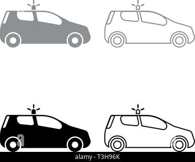 Security car Police car Car with siren icon in circle round outline ...
