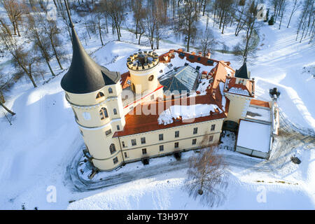 The old castle Bip (Mariental) close-up on a February day (aerial photography). Pavlovsk, Russia Stock Photo