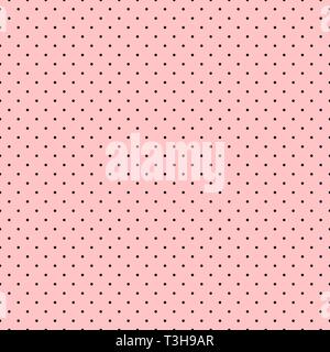 Seamless pattern for textiles and wallpaper - small black polka dots on a pink background. Vector pattern Stock Vector