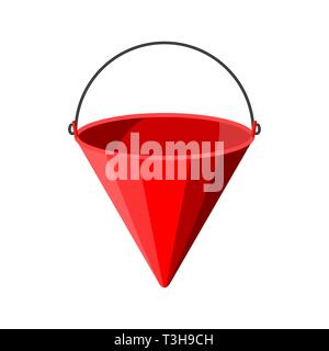 Red metal fire bucket for sand or water. Fire equipment. Vector illustration in flat style Stock Vector