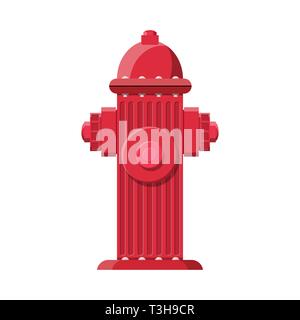 Red fire hydrant. Fire equipment. Vector illustration in flat style Stock Vector