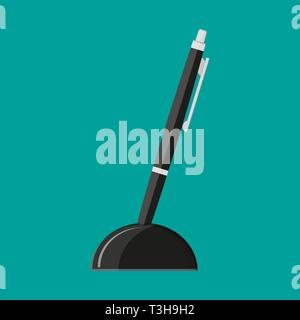 Ball point pen on a stand. Vector illustration in flat style Stock Vector