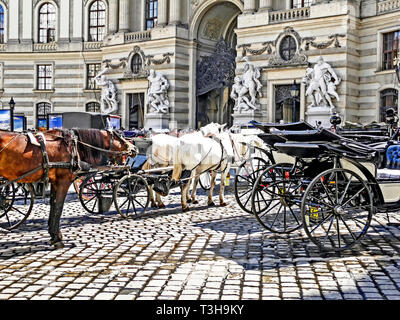 Fiacres in Vienna, Austria; Fiaker in Wien, Österreich Stock Photo