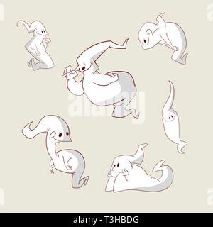 collection of vector cartoon ghosts Stock Vector