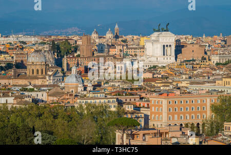 Panorama from the Gianicolo Terrace with the Altare della Patria, in Rome, Italy. Stock Photo