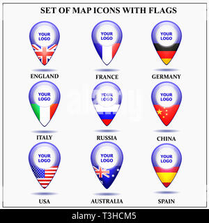 Bright set with map icons. Location Icons illustration. Stock Photo