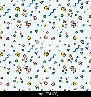 Seamless doodle pattern with cute elements. Endless memphis vector image Stock Vector