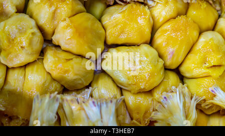 Closeup of cempedak (Artocarpus integer). This fruit is native to South East Asia. It has strong distinctive aroma, sweet and juicy taste Stock Photo