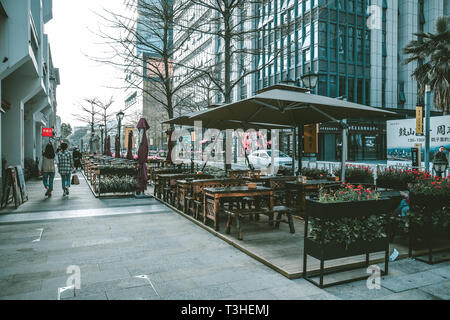 Tahoe Plaza, Fuzhou, China - April 06, 2019 : Closed view of Tahoe PLaza shopping mall ,One of the most deluxe shopping centre in Fuzhou City, China Stock Photo