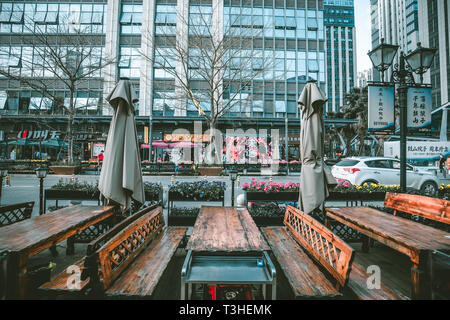 Tahoe Plaza, Fuzhou, China - April 06, 2019 : Closed view of Tahoe PLaza shopping mall ,One of the most deluxe shopping centre in Fuzhou City, China Stock Photo