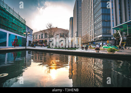 Tahoe Plaza, Fuzhou, China - April 06, 2019 : Closed view of Tahoe PLaza shopping mall ,One of the most deluxe shopping centre in Fuzhou City, China Stock Photo