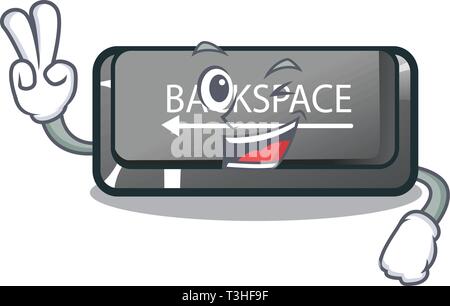 Two finger button backspace in the shape cartoon Stock Vector