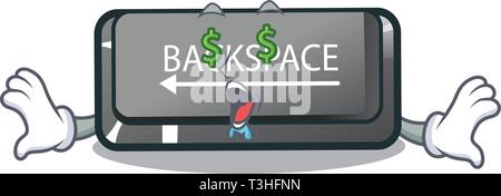 Money eye backspace button on a computer character Stock Vector
