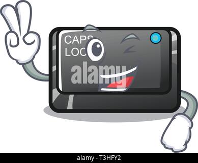 Two finger capslock button in the shape character Stock Vector