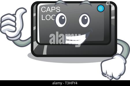 Thumbs up capslock button in the shape character Stock Vector
